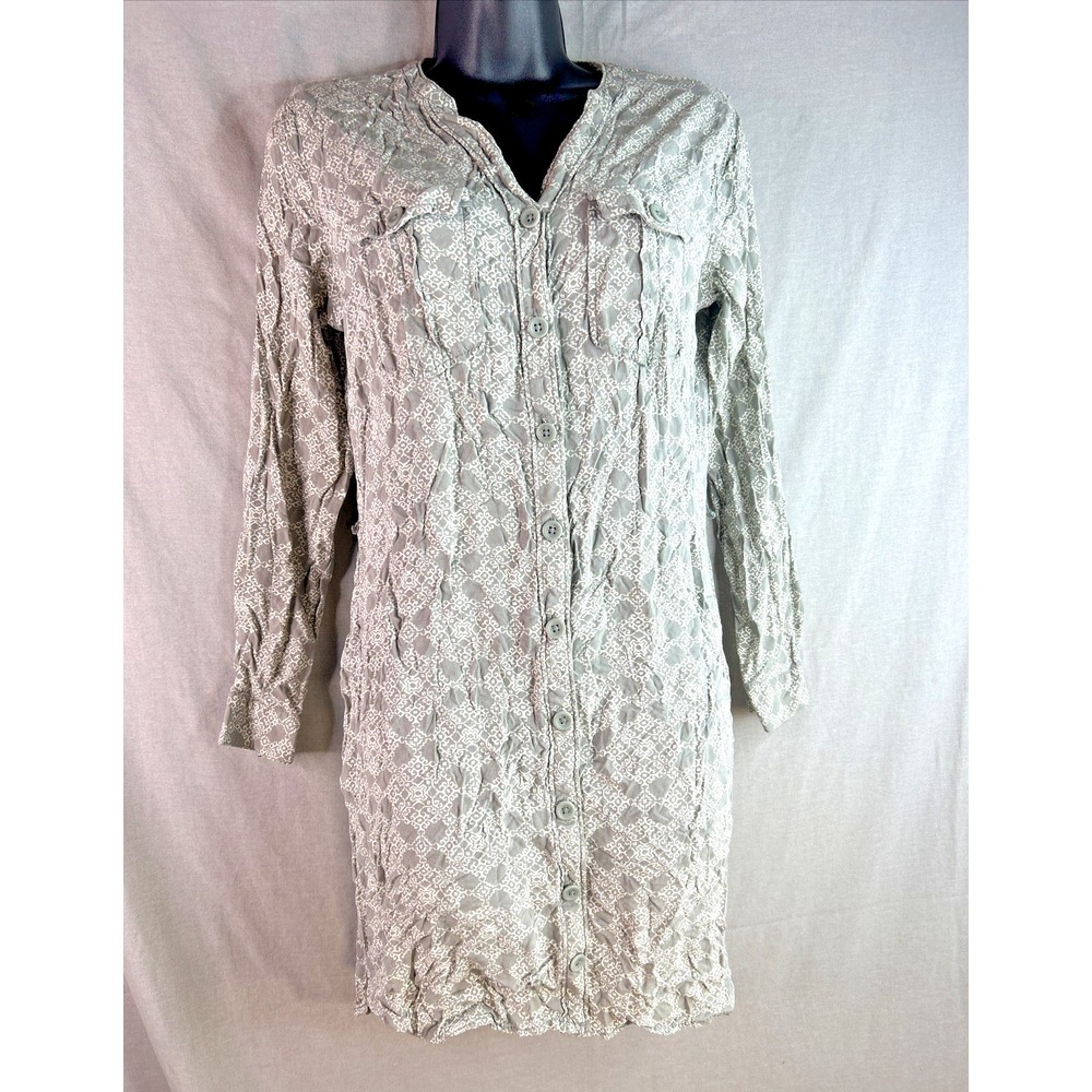 Sonoma Floral Button Up Top Tunic Dress Women's Pockets Geometric Cottage Size S